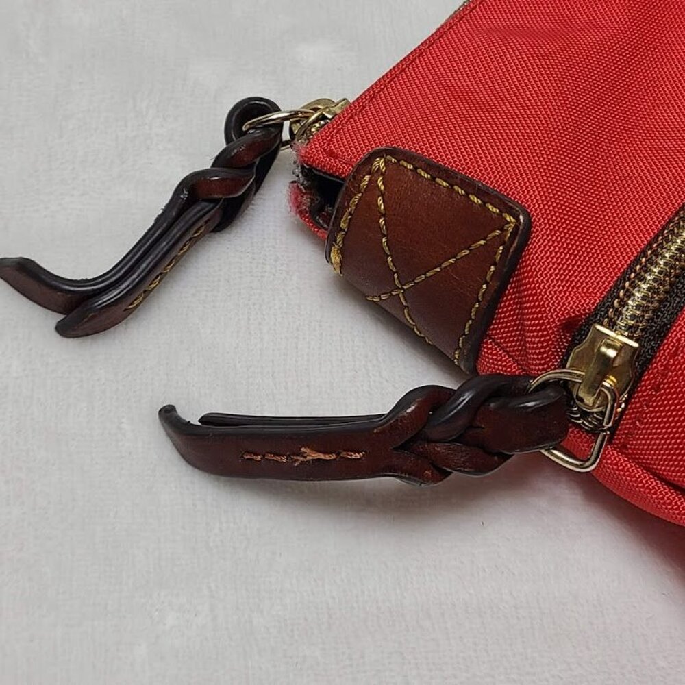 Dooney & Bourke Red Nylon Pouchette Letter Carrier Cross Body Bag Broken Strap - Picture 7 of 16